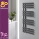 Grey Designer Oval Panel Offset Heated Towel Rail Bathroom Radiator 1130x500mm