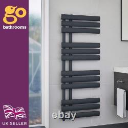 Grey Designer Oval Panel Offset Heated Towel Rail Bathroom Radiator 1130x500mm