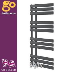 Grey Designer Oval Panel Offset Heated Towel Rail Bathroom Radiator 1130x500mm