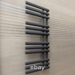 Grey Designer Oval Panel Offset Heated Towel Rail Bathroom Radiator 1130x500mm