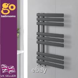 Grey Designer Oval Panel Offset Heated Towel Rail Bathroom Radiator 820 x 500mm