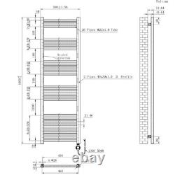 Grey Electric Heated Towel Rail 1600x500mm Smart 500W Bathroom Radiator