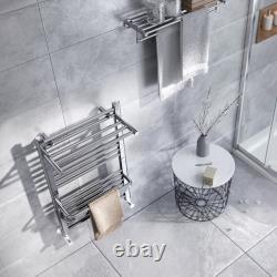 Grey Heated Towel Rail Radiator 800x500mm Bathroom Ladder with Hangers Modern