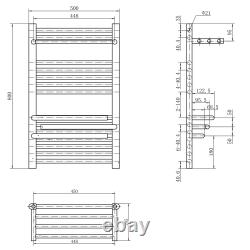 Grey Heated Towel Rail Radiator 800x500mm Bathroom Ladder with Hangers Modern