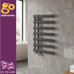 Grey Offset Vertical Ladder Heated Towel Rail Modern Bathroom Radiator H78xW50cm