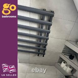 Grey Offset Vertical Ladder Heated Towel Rail Modern Bathroom Radiator H78xW50cm