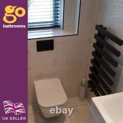 Grey Offset Vertical Ladder Heated Towel Rail Modern Bathroom Radiator H78xW50cm