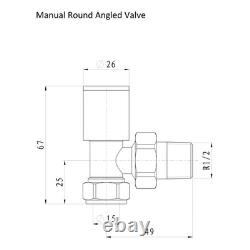 Gunmetal Bathroom Heated Towel Rail 1600x500 with Angled Manual Valves