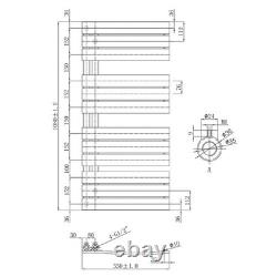 Gunmetal Heated Towel Rail Offset Modern Designer Bathroom Radiator 1080x550mm