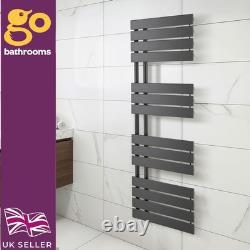 Gunmetal Heated Towel Rail Offset Modern Designer Bathroom Radiator 1400x550mm
