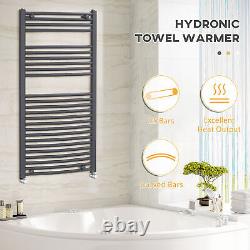 HOMCOM Heated Towel Rail, Hydronic Bathroom Ladder Radiator 600mm x 1200mm Grey