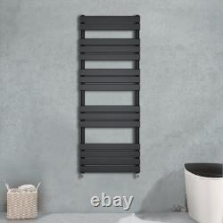 Heated Designer Bathroom Towel Rail Flat Panel Radiator Black 1600 x 450 mm
