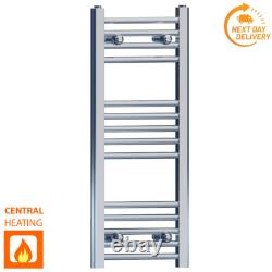 Heated Towel Radiator Flat Chrome 300mm Width Straight Central Heating Rail