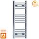Heated Towel Radiator Flat Chrome 300mm Width Straight Central Heating Rail