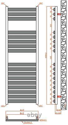 Heated Towel Rail Bathroom Radiator Designer Oval Panel Grey 1500 x 500 Dorney