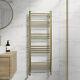 Heated Towel Rail Brushed Brass 1200 X 450mm Flat Bathroom Wall Mounted Steel