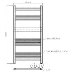 Heated Towel Rail Brushed Brass 1200 x 600mm Flat Bathroom Wall Mounted Steel