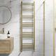 Heated Towel Rail Brushed Brass 1600 X 450mm Flat Bathroom Wall Mounted Steel