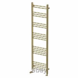 Heated Towel Rail Brushed Brass 1600 x 450mm Flat Bathroom Wall Mounted Steel