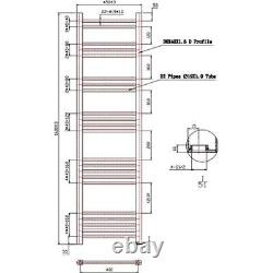 Heated Towel Rail Brushed Brass 1600 x 450mm Flat Bathroom Wall Mounted Steel