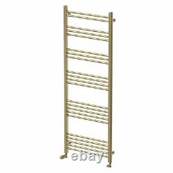 Heated Towel Rail Brushed Brass 1600 x 600mm Flat Bathroom Wall Mounted Steel