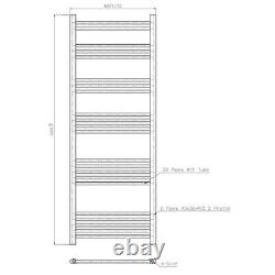 Heated Towel Rail Brushed Brass 1600 x 600mm Flat Bathroom Wall Mounted Steel