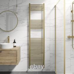 Heated Towel Rail Brushed Brass 1800 x 450mm Flat Bathroom Wall Mounted Steel