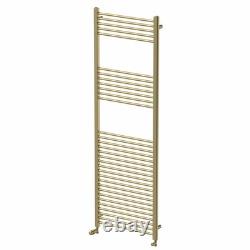 Heated Towel Rail Brushed Brass 1800 x 600mm Flat Bathroom Wall Mounted Steel