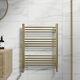 Heated Towel Rail Brushed Brass 750 X 600mm Flat Bathroom Wall Mounted Steel