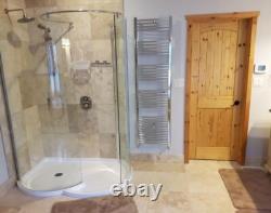 Heated Towel Rail CURVED Chrome Bathroom Radiator 500mm(w) x 1800mm(h) 3012BTU