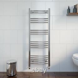 Heated Towel Rail Chrome 1200 x 450mm Curved Bathroom Wall Mounted Steel