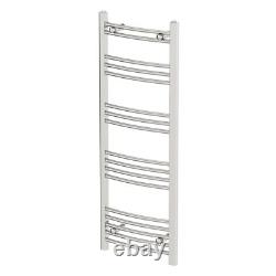 Heated Towel Rail Chrome 1200 x 450mm Curved Bathroom Wall Mounted Steel