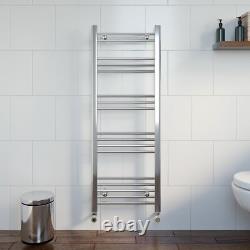 Heated Towel Rail Chrome 1200 x 450mm Flat Bathroom Wall Mounted Steel