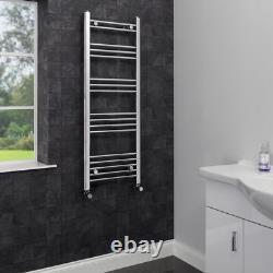 Heated Towel Rail Chrome 1200 x 450mm Flat Bathroom Wall Mounted Steel