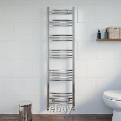 Heated Towel Rail Chrome 1600 x 450mm Curved Bathroom Wall Mounted Steel