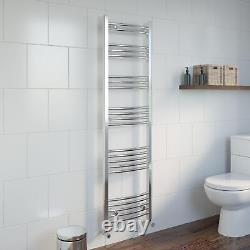 Heated Towel Rail Chrome 1600 x 450mm Curved Bathroom Wall Mounted Steel