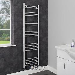 Heated Towel Rail Chrome 1600 x 450mm Curved Bathroom Wall Mounted Steel