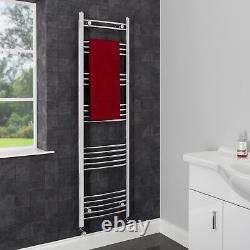 Heated Towel Rail Chrome 1600 x 450mm Curved Bathroom Wall Mounted Steel