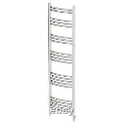 Heated Towel Rail Chrome 1600 x 450mm Curved Bathroom Wall Mounted Steel