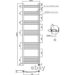 Heated Towel Rail Chrome 1600 x 450mm Curved Bathroom Wall Mounted Steel