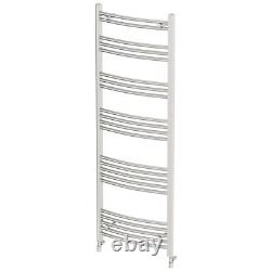 Heated Towel Rail Chrome 1600 x 600mm Curved Bathroom Wall Mounted Steel
