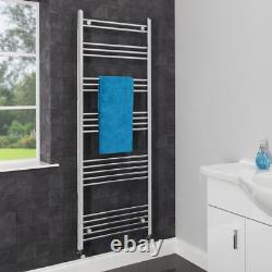 Heated Towel Rail Chrome 1600 x 600mm Flat Bathroom Wall Mounted Steel