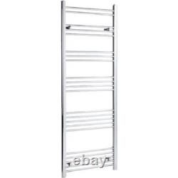 Heated Towel Rail Chrome 1600 x 600mm Flat Bathroom Wall Mounted Steel