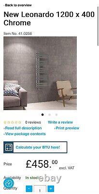 Heated Towel Rail Eastbrook New Leonardo 1200 x 400 Chrome RRP £458 Bargain