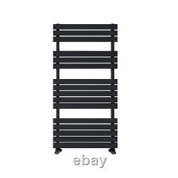 Heated Towel Rail Ladder With Radiator Valve Black Designer Flat Panel