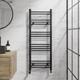 Heated Towel Rail Matt Black 1200 X 450mm Flat Bathroom Wall Mounted Steel