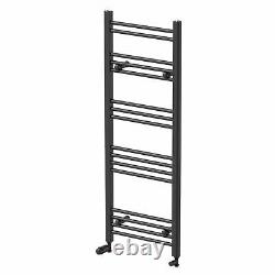Heated Towel Rail Matt Black 1200 x 450mm Flat Bathroom Wall Mounted Steel