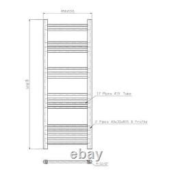 Heated Towel Rail Matt Black 1200 x 450mm Flat Bathroom Wall Mounted Steel