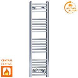Heated Towel Rail Radiator 350mm Width Flat Chrome- Central Bathroom Warmer