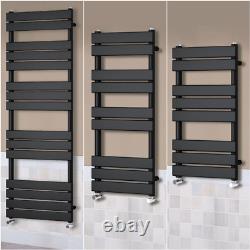 Heated Towel Rail Radiator Bathroom Designer Flat Panel Ladder Warmer Black